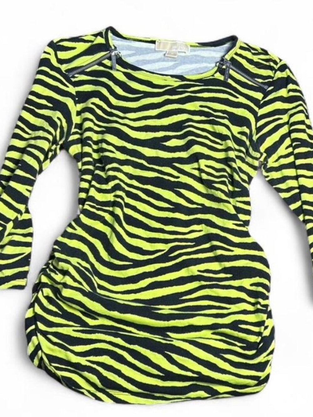 Neon yellow zebra print blouse